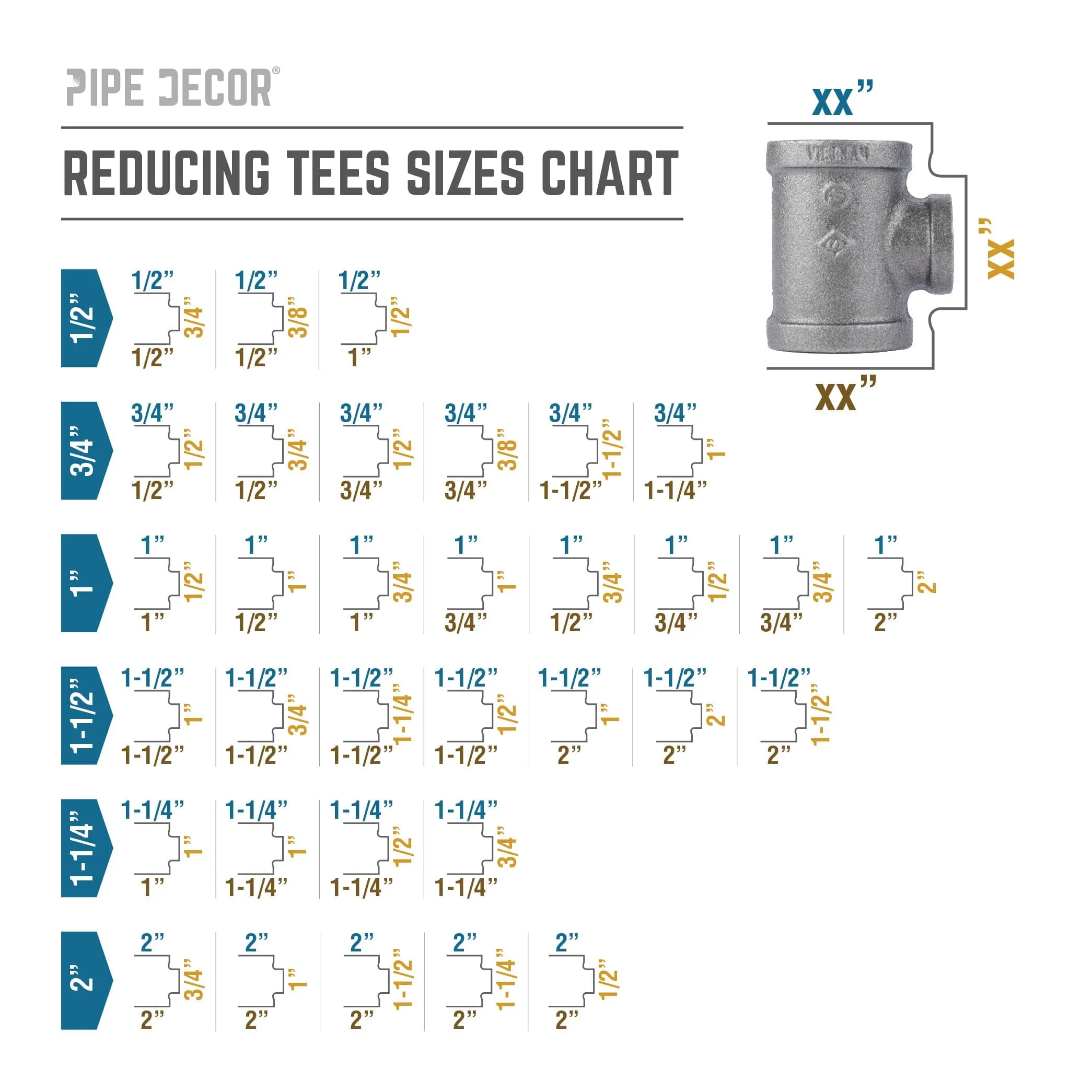 1 1/2 in. x 1 1/2 in. x 1 in. Black Reducing Tee
