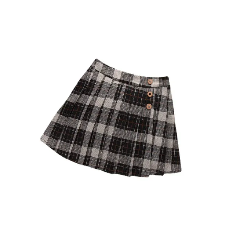 Autumn Winter Girl Plaid Skirt Pleated Teenager Girls Clothes Plus Size Elegant Kid Clothing Children Outfit JK Skirt School