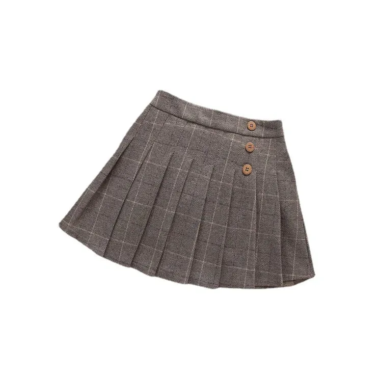 Autumn Winter Girl Plaid Skirt Pleated Teenager Girls Clothes Plus Size Elegant Kid Clothing Children Outfit JK Skirt School