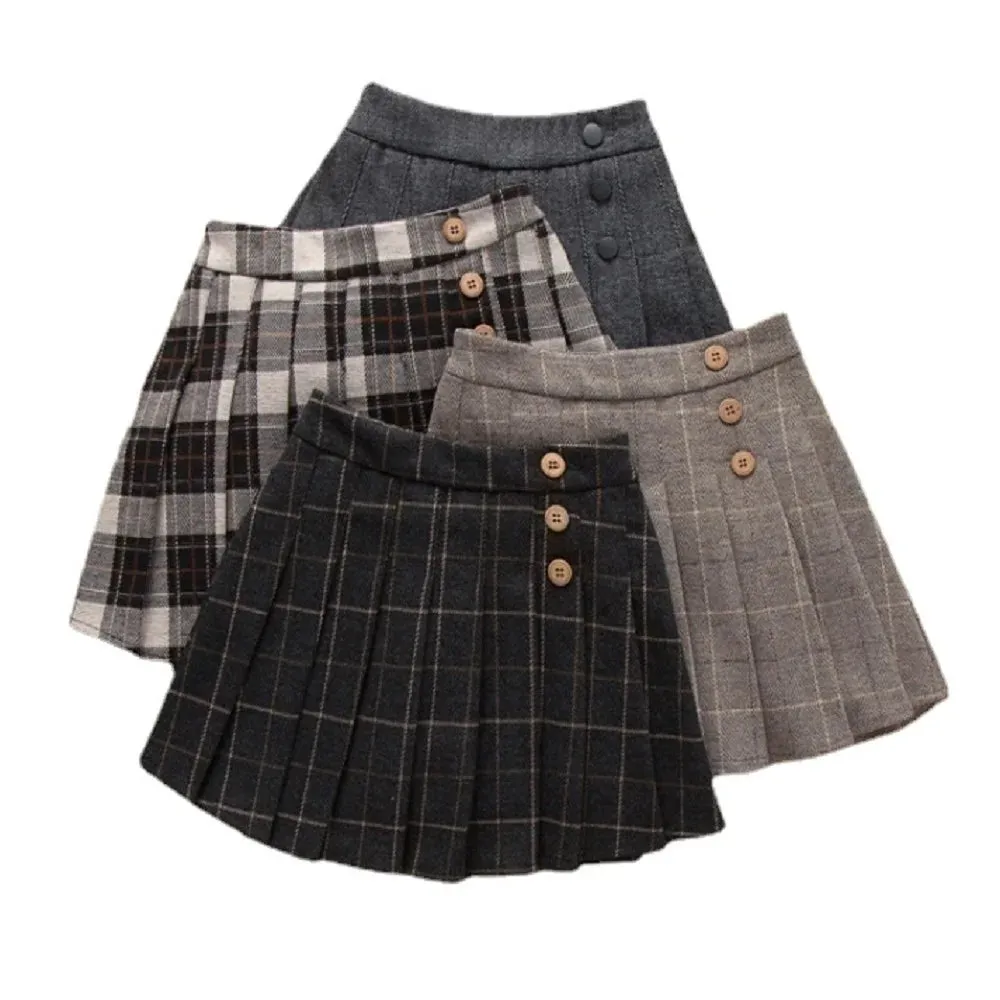 Autumn Winter Girl Plaid Skirt Pleated Teenager Girls Clothes Plus Size Elegant Kid Clothing Children Outfit JK Skirt School