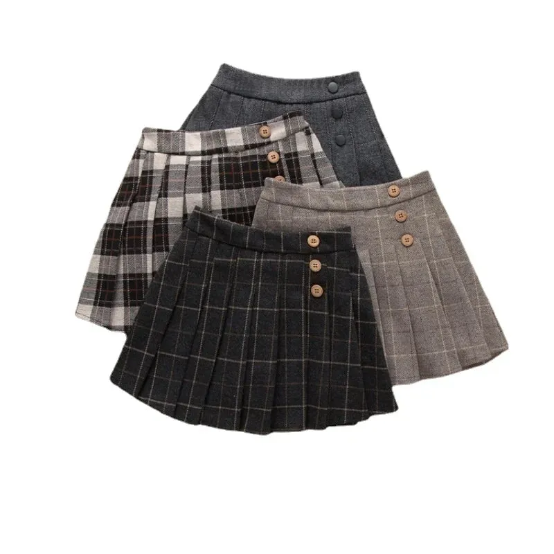 Autumn Winter Girl Plaid Skirt Pleated Teenager Girls Clothes Plus Size Elegant Kid Clothing Children Outfit JK Skirt School