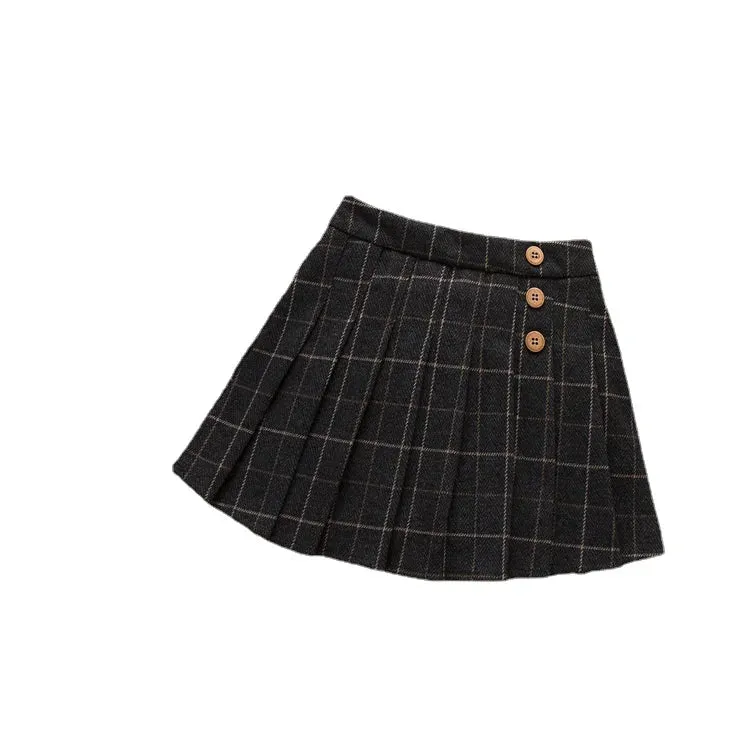 Autumn Winter Girl Plaid Skirt Pleated Teenager Girls Clothes Plus Size Elegant Kid Clothing Children Outfit JK Skirt School