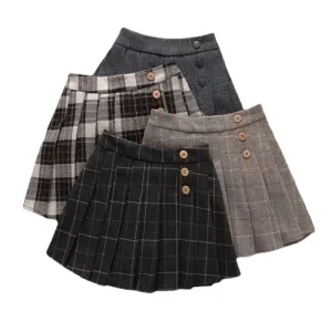 Autumn Winter Girl Plaid Skirt Pleated Teenager Girls Clothes Plus Size Elegant Kid Clothing Children Outfit JK Skirt School