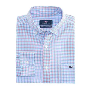 Boldwater Plaid Performance Tucker Shirt in Sailors Red by Vineyard Vines