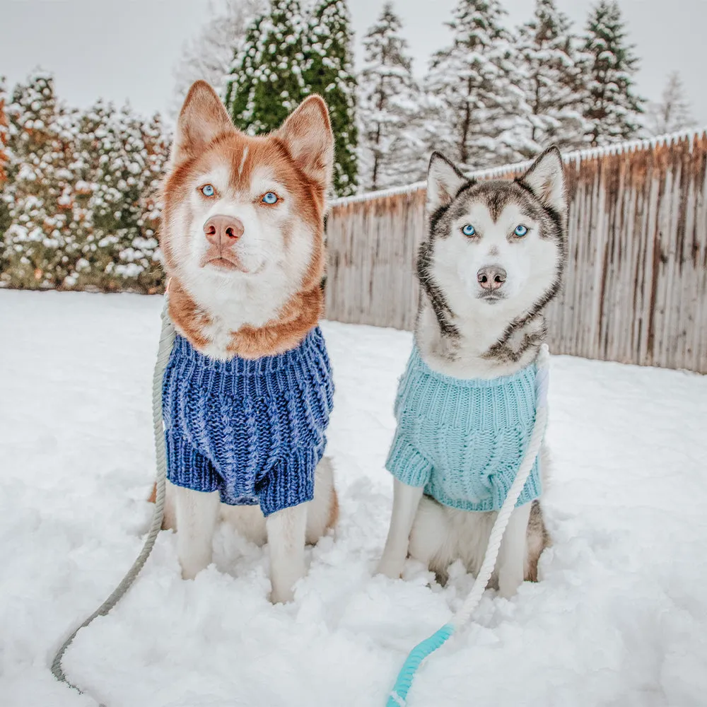 Dog Cable Knit Sweater - Navy