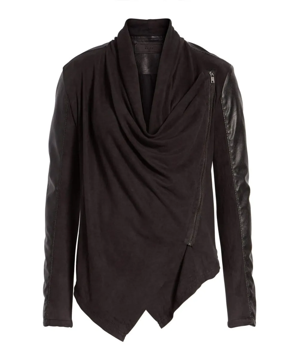 Drape Front Jacket, Black