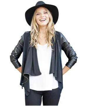 Drape Front Jacket, Black