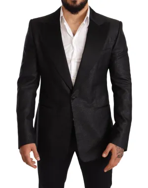 Elegant Black Metallic Slim Fit Blazer Jacket