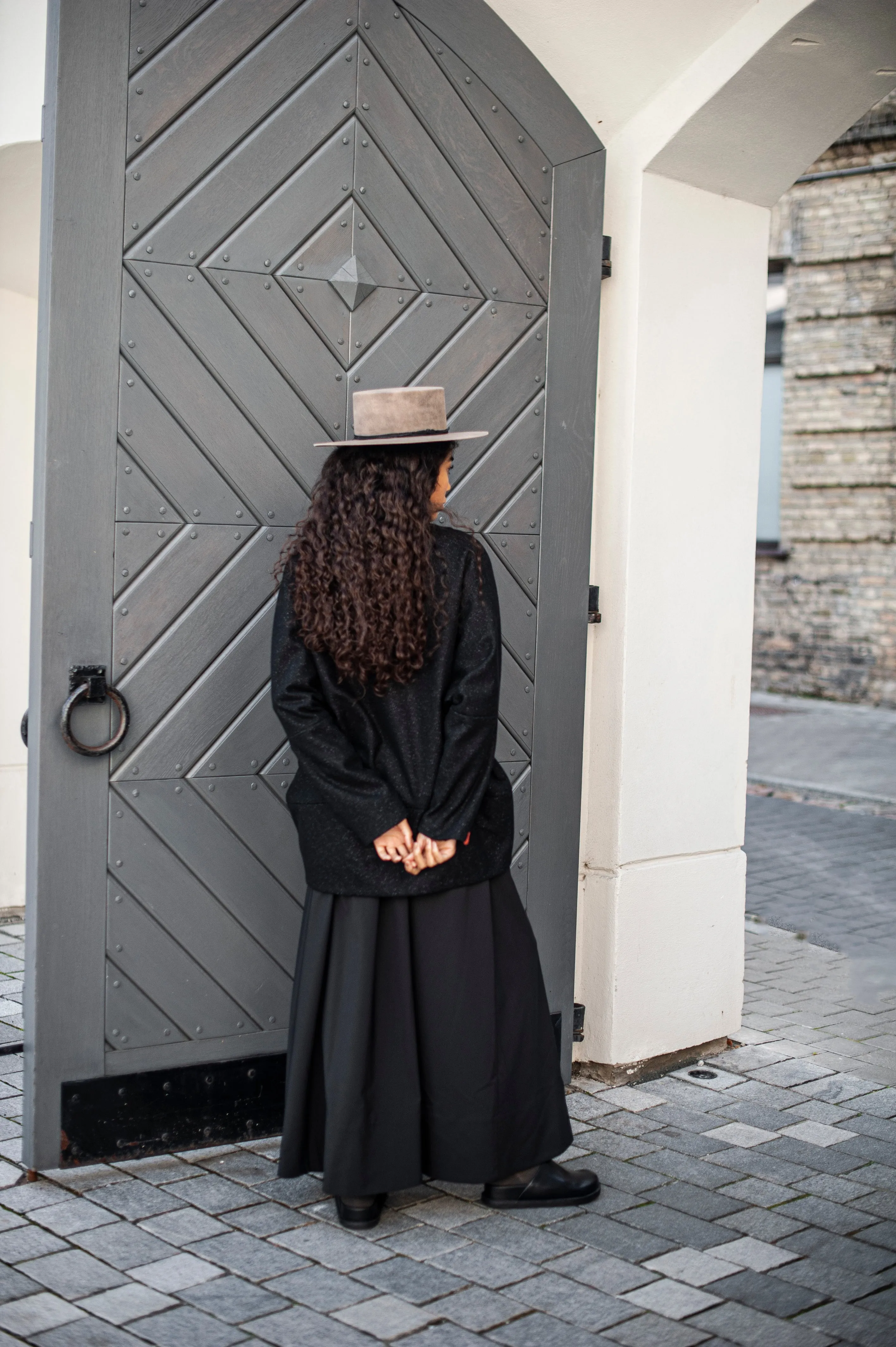 Elegant Merino Maxi wool skirt with elastic waist