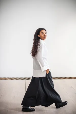 Elegant Merino Maxi wool skirt with elastic waist