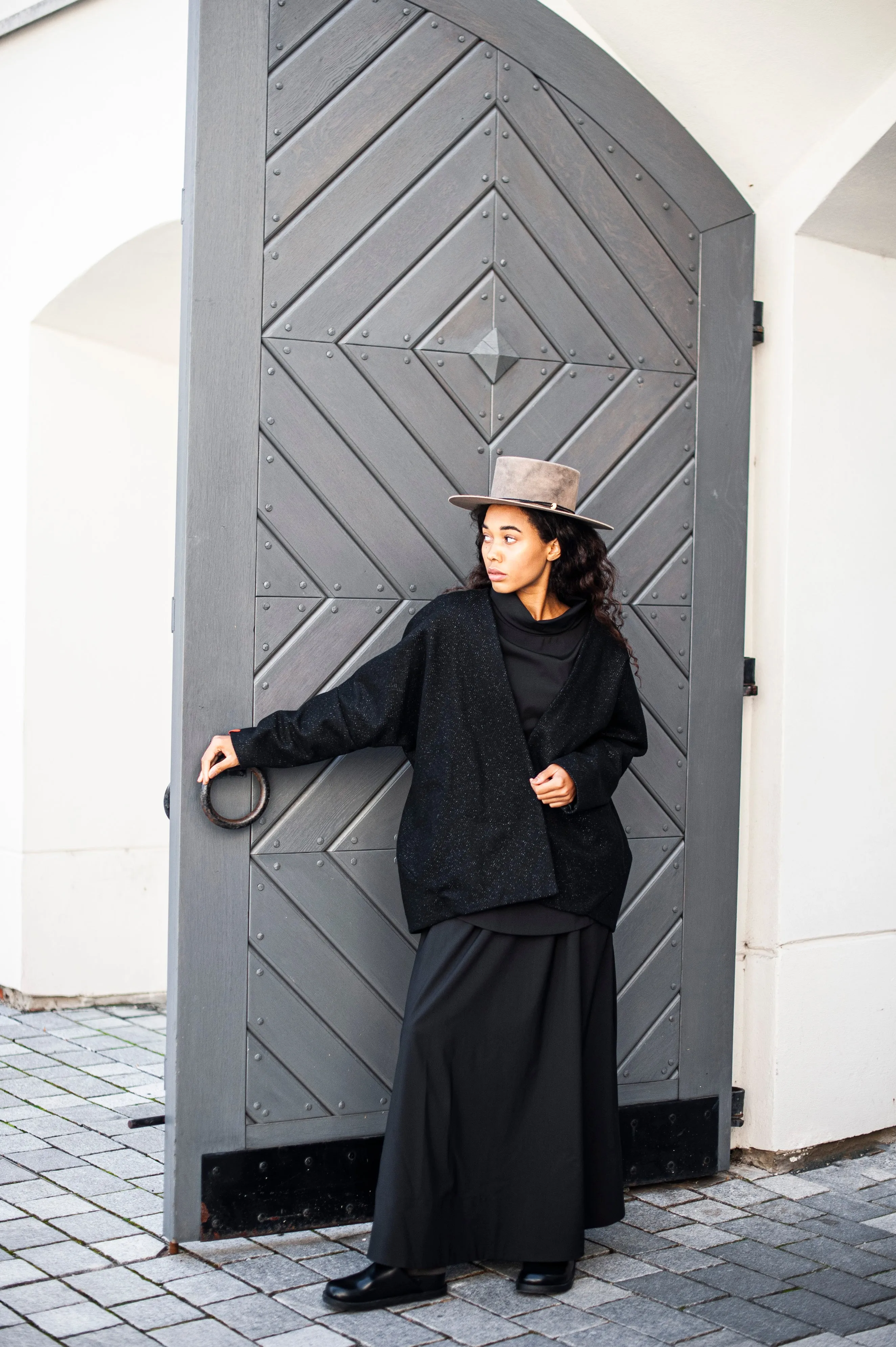 Elegant Merino Maxi wool skirt with elastic waist