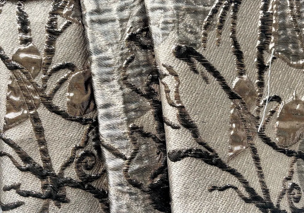 Embossed Mixed Silver & Gold Metallic Embossed Floral Polyester Blend Brocade (Made in Italy)
