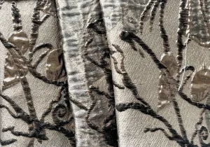 Embossed Mixed Silver & Gold Metallic Embossed Floral Polyester Blend Brocade (Made in Italy)