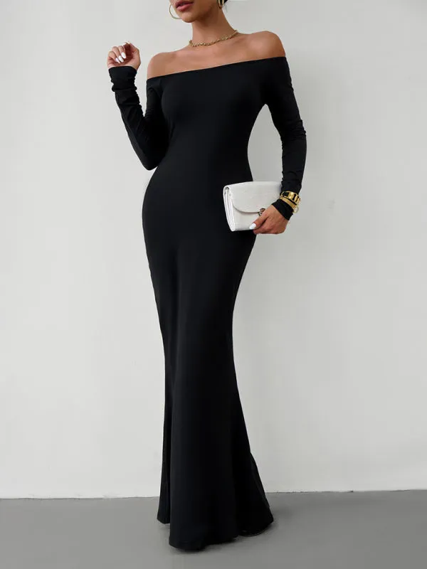 Fashion women's new sexy and elegant slim one-shoulder dress