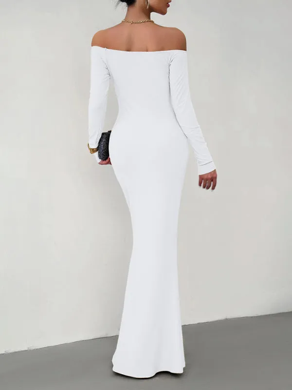 Fashion women's new sexy and elegant slim one-shoulder dress