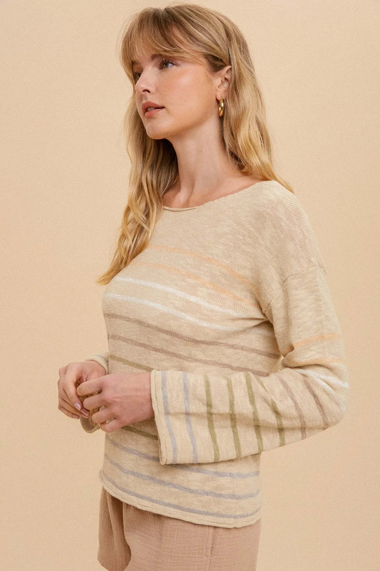 Fine Line Sweater - Taupe Multi