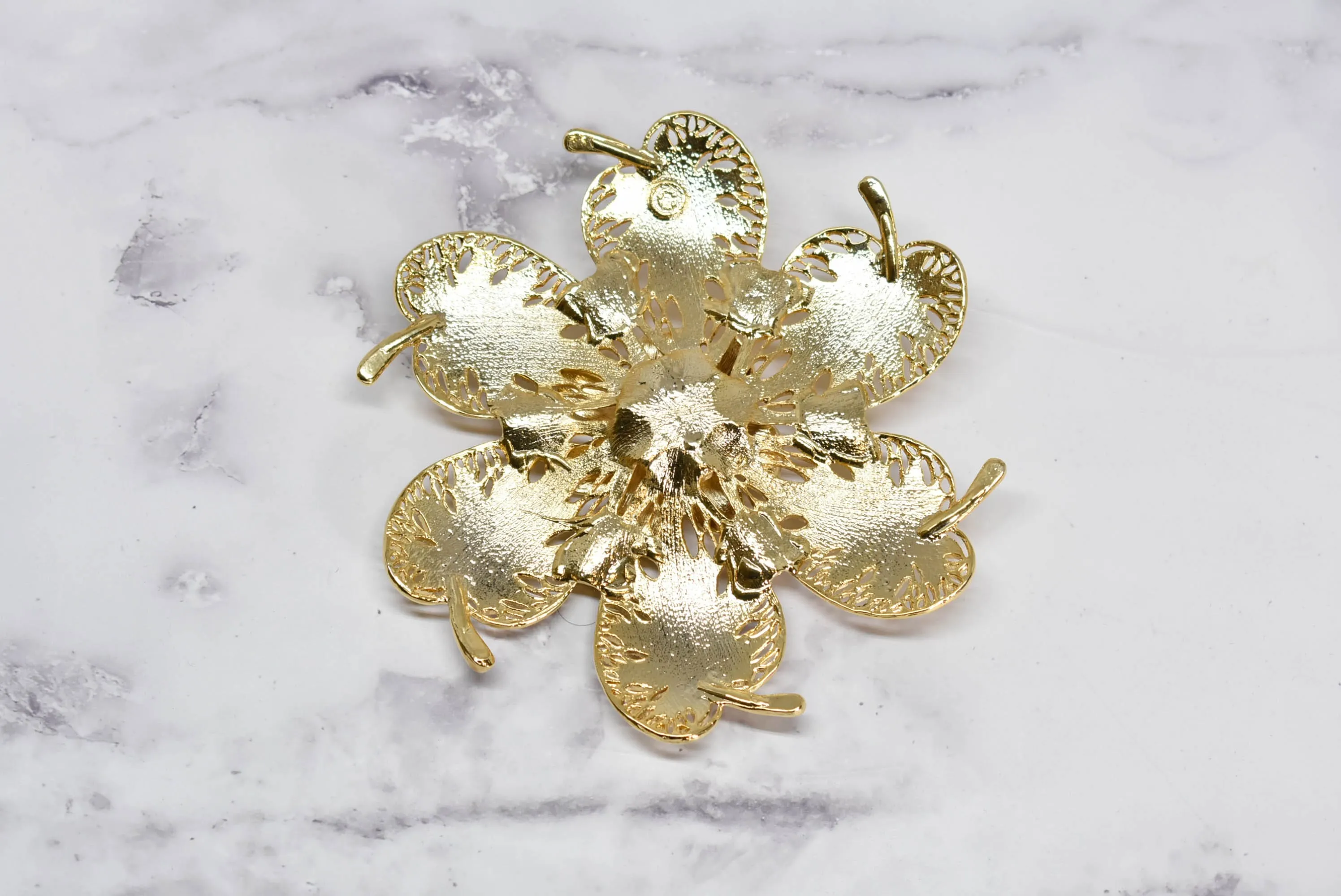 Gold Flower Buckle w/Colorful Rhinestones