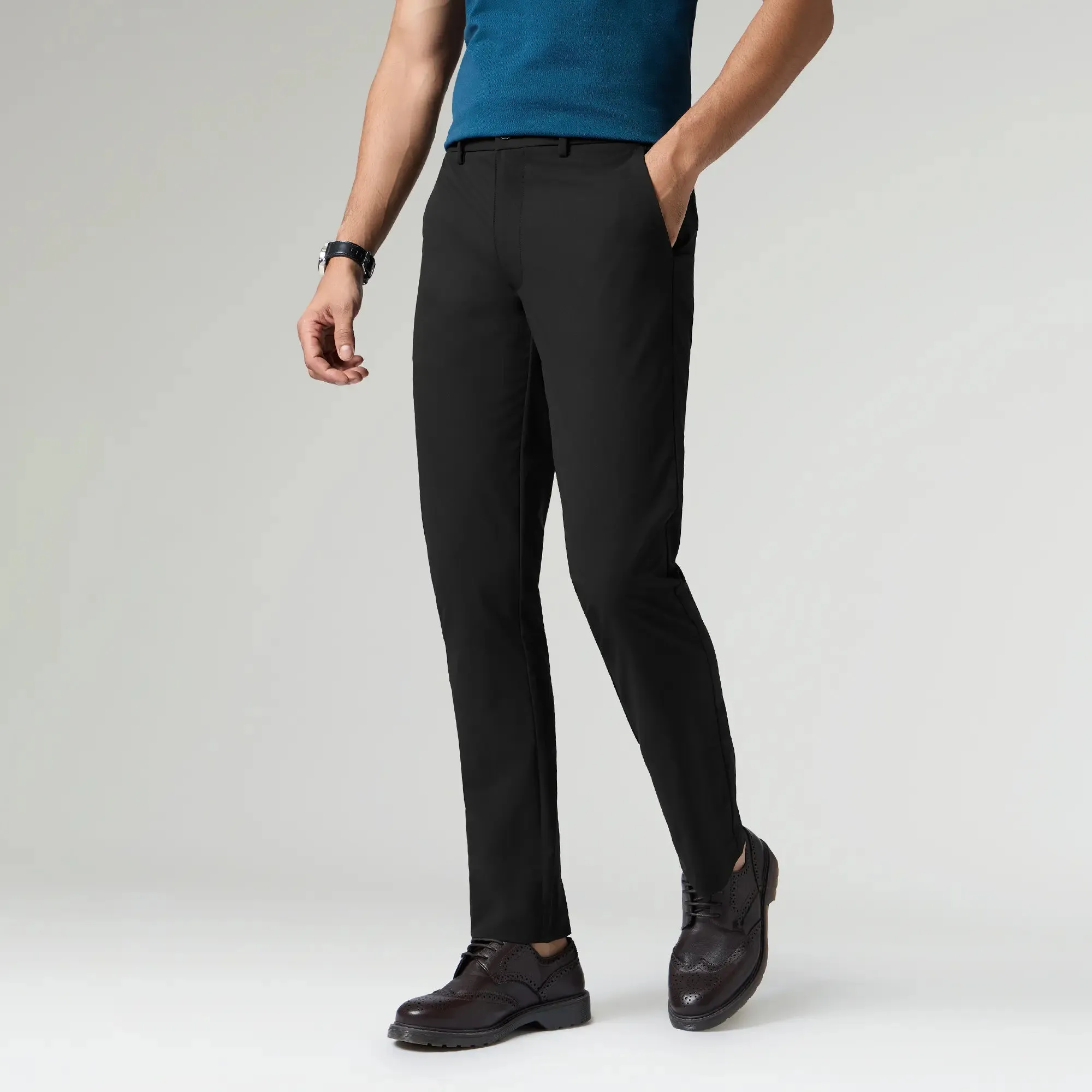 KINETIC: Soft Stretch Pants - Slim Fit Pitch Black