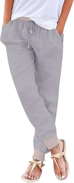 Linen Trouser Summer Wide Leg Linen Pants for Women Work Wide Leg Cotton Lounge Pant Petite