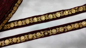 Maroon Fancy Sequence Trim