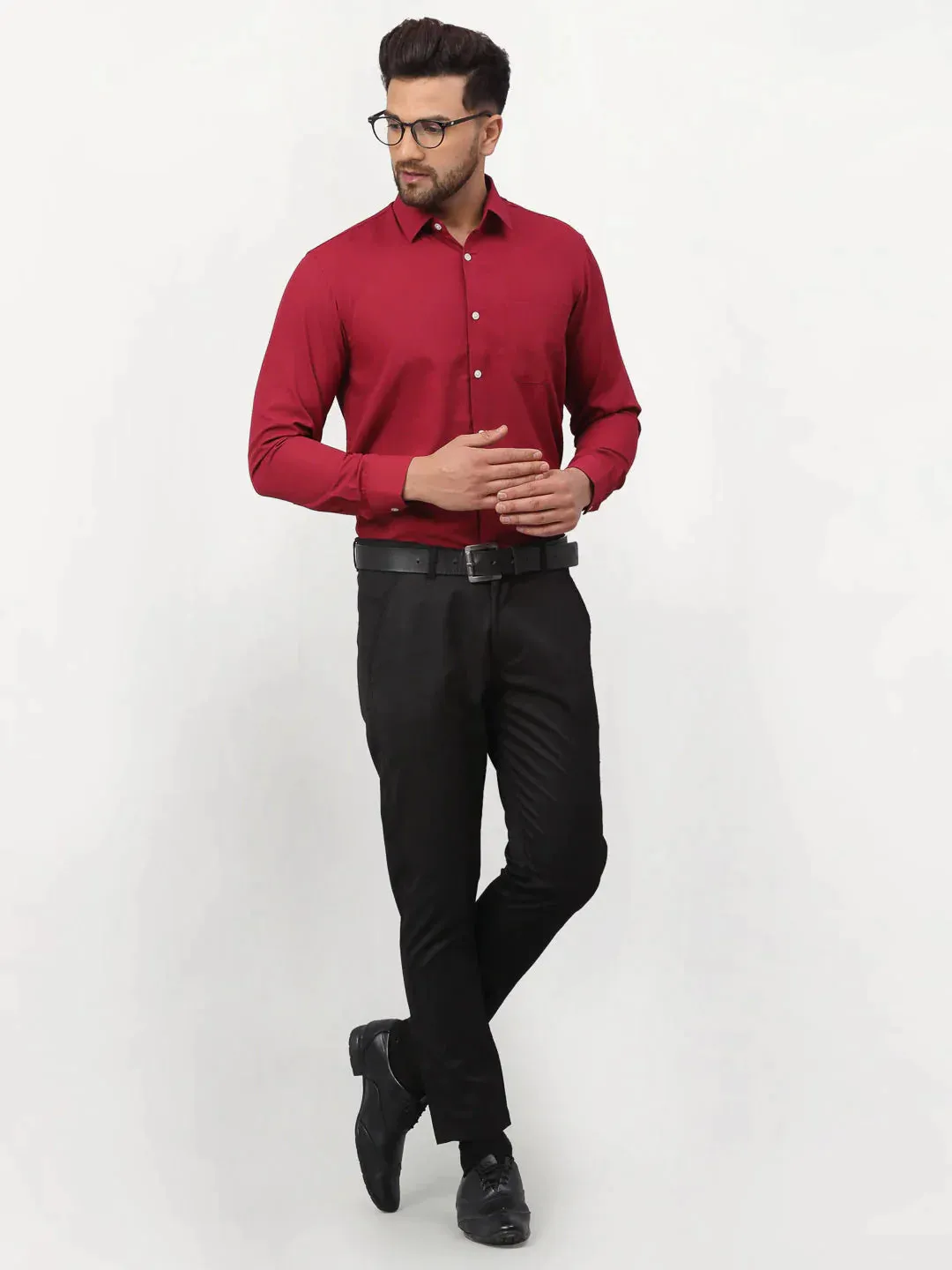 Maroon Men'S Solid Formal Shirts