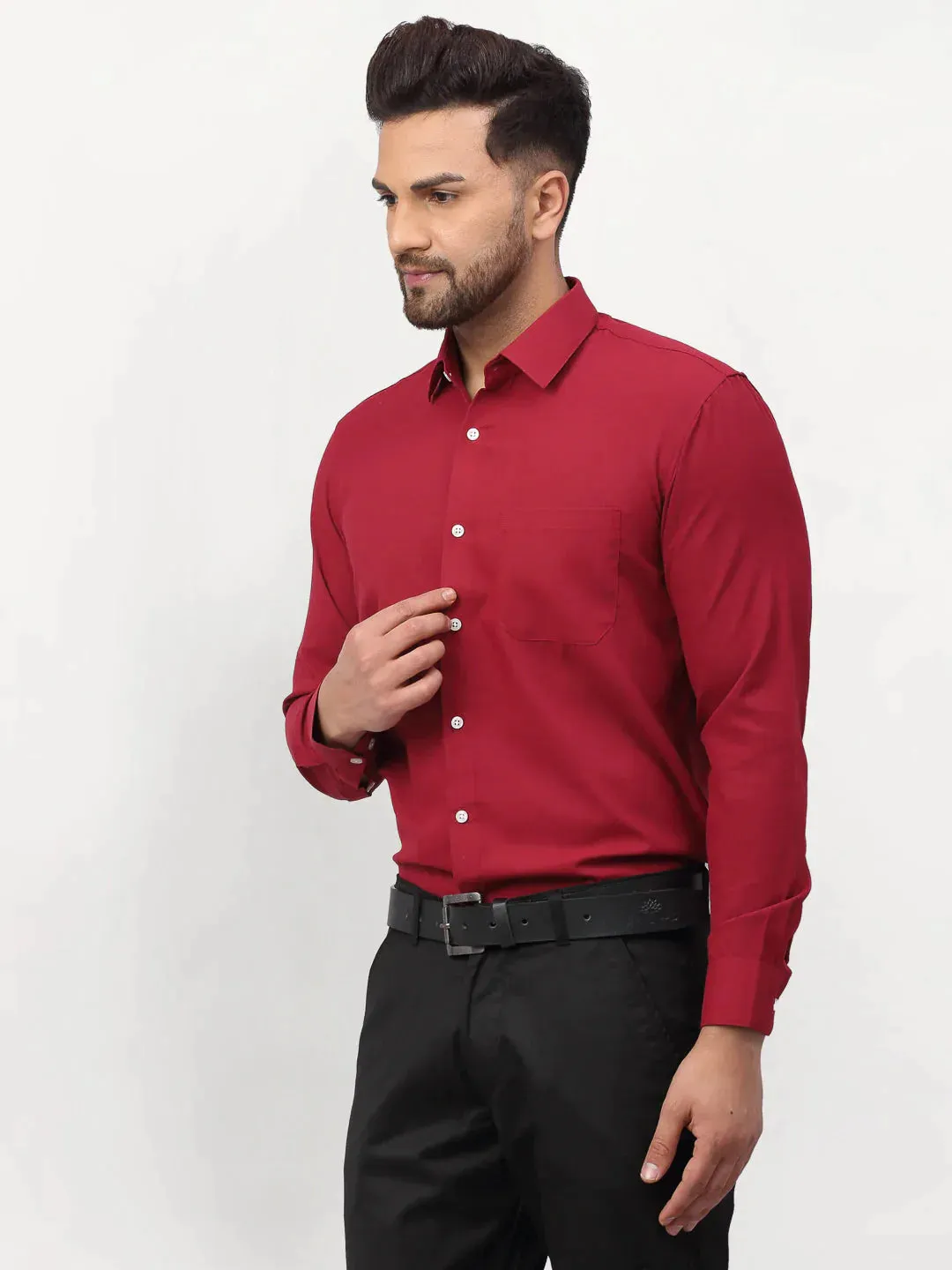 Maroon Men'S Solid Formal Shirts