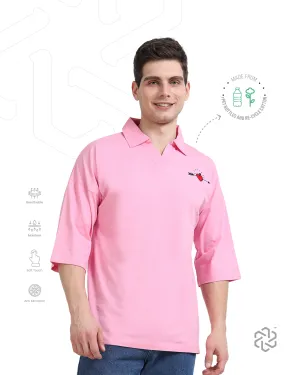 Men's rPET & Recycled Cotton Printed Collared T Shirt