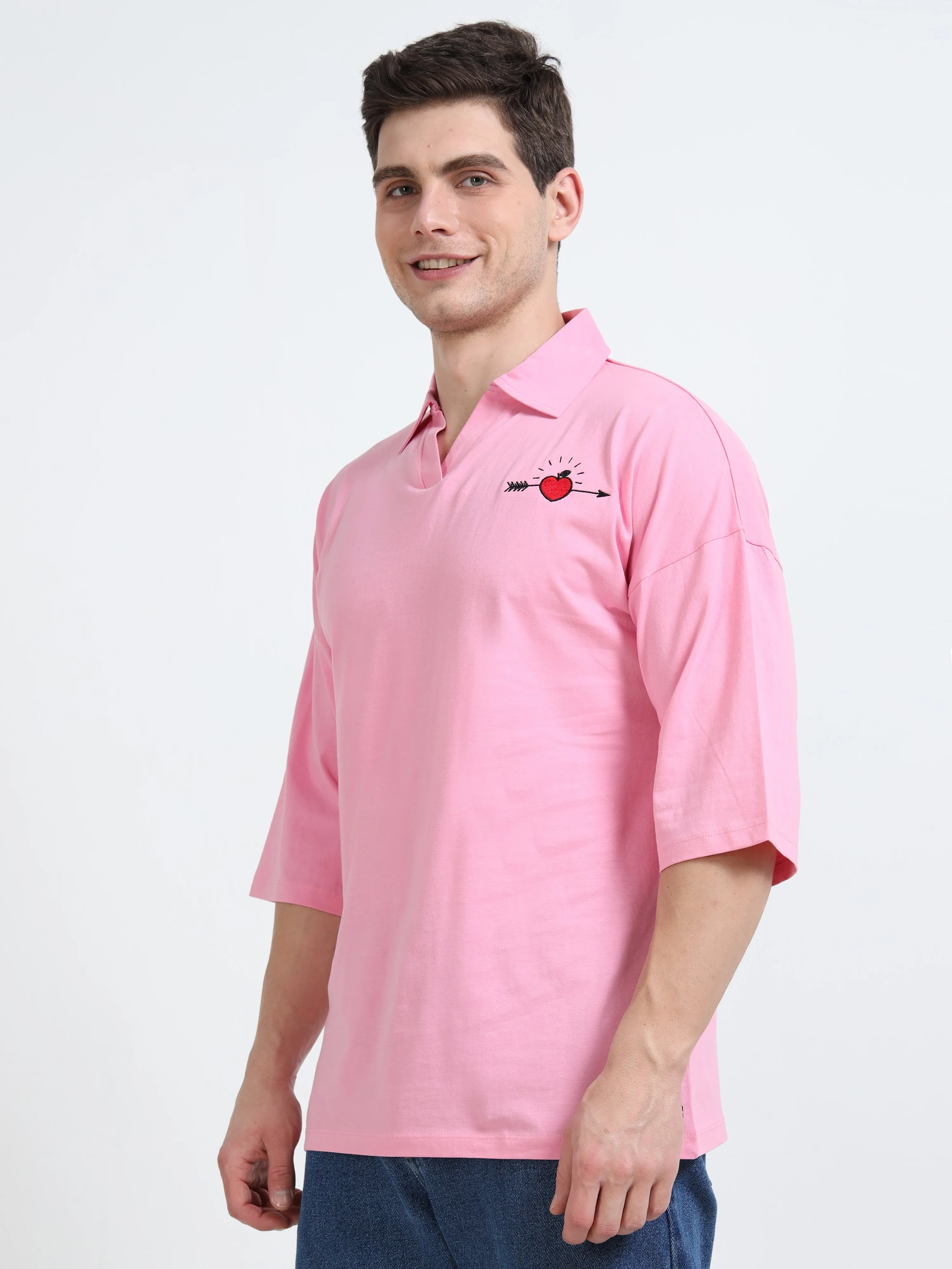 Men's rPET & Recycled Cotton Printed Collared T Shirt