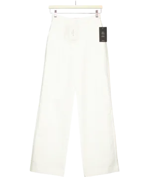 NA-KD White Mid Waist Suit Trousers UK 6