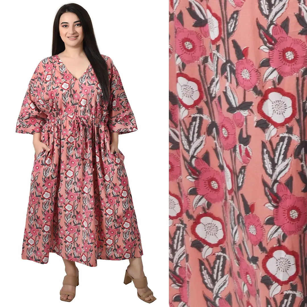 Peach Cotton Maxi Dress UK Size 18-32 CM13