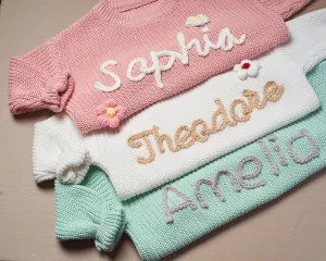 Personalized Embroidered Sweater with Name, Custom Kids Jumper, Customized Baby Gifts, Baby Shower Gifts, Knit Infant Jumper, Newborn Gift