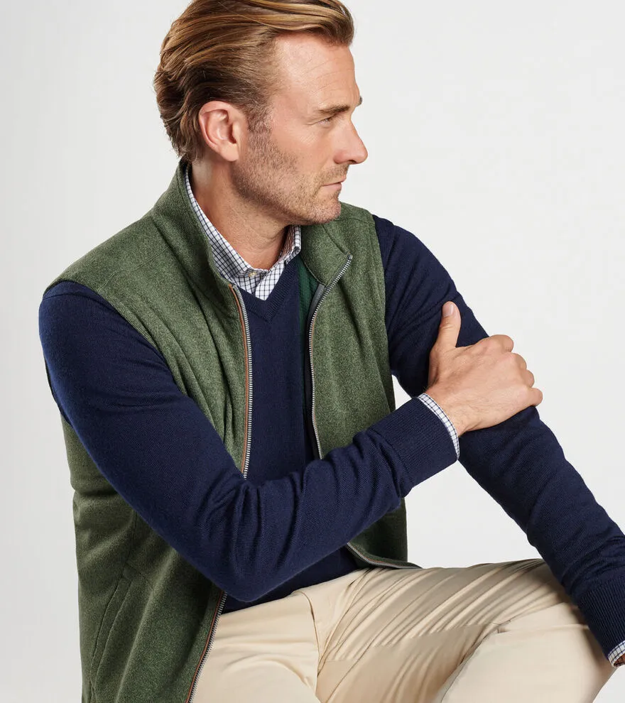 Peter Millar Crown Sweater Fleece Vest (Dark Olive)