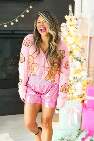 Pink Gingerbread Man Cardigan