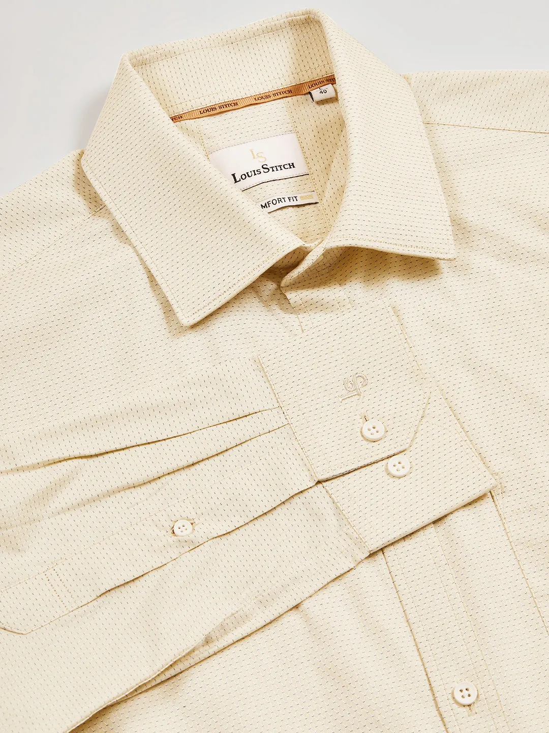 Regular Fit Geometric Yellow Shirt For Men