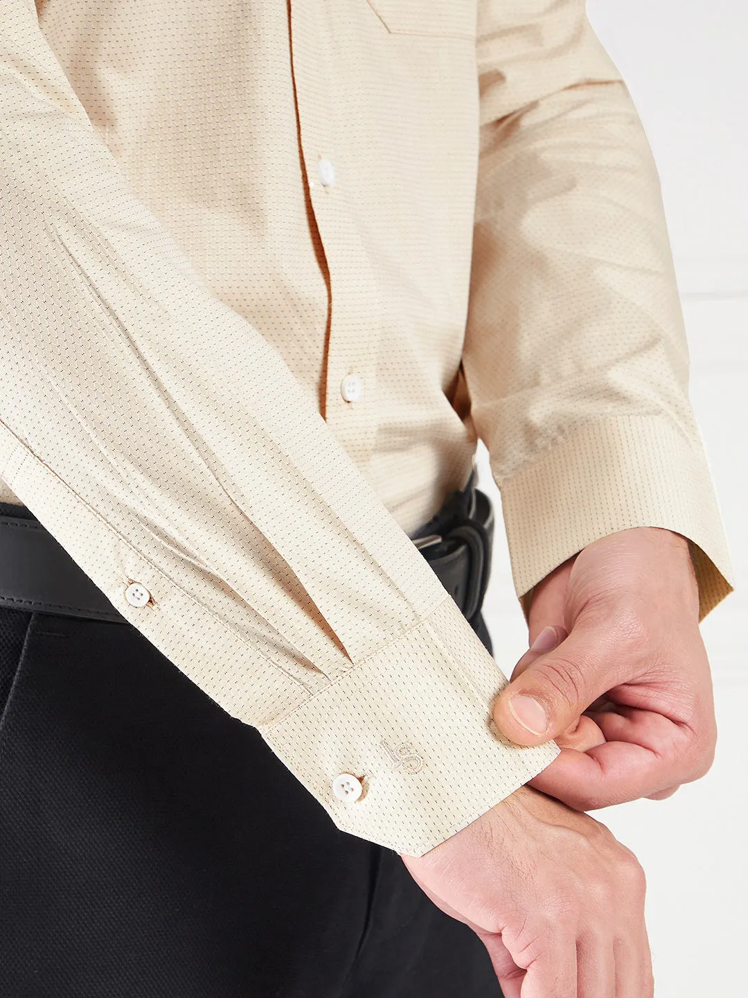 Regular Fit Geometric Yellow Shirt For Men