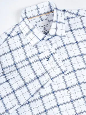 Regular Fit Gingham Checks White Shirt For Men