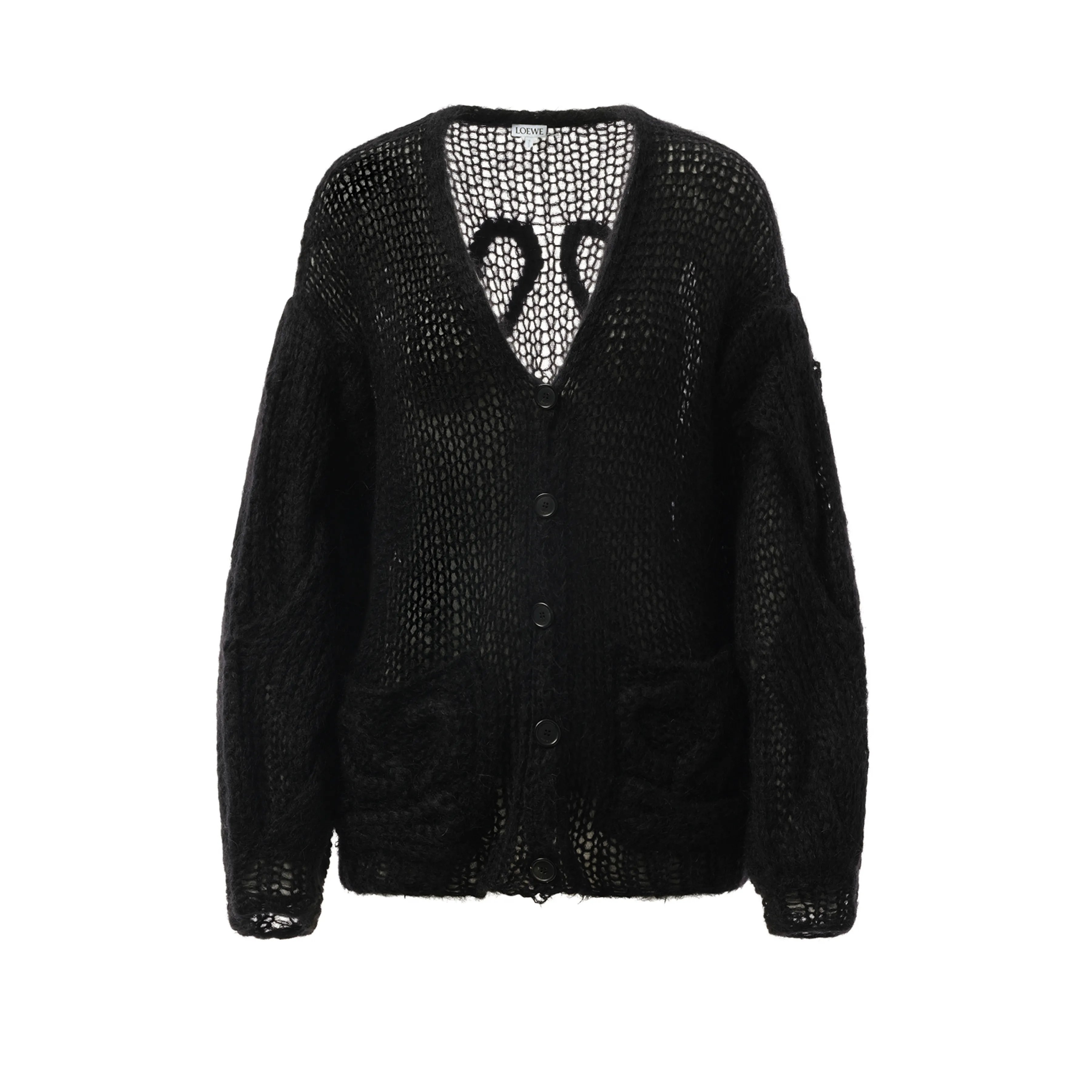 Relaxed Fit Anagram Cardigan in Black