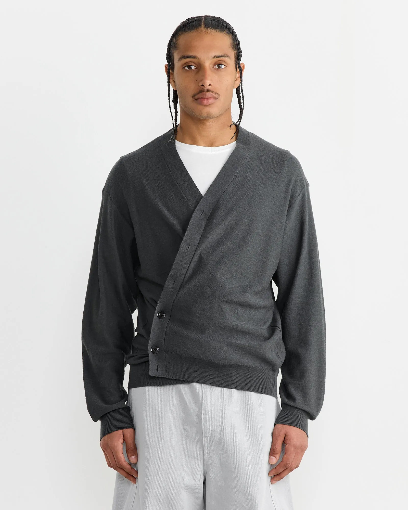 Relaxed Twisted Cardigan in Carbon