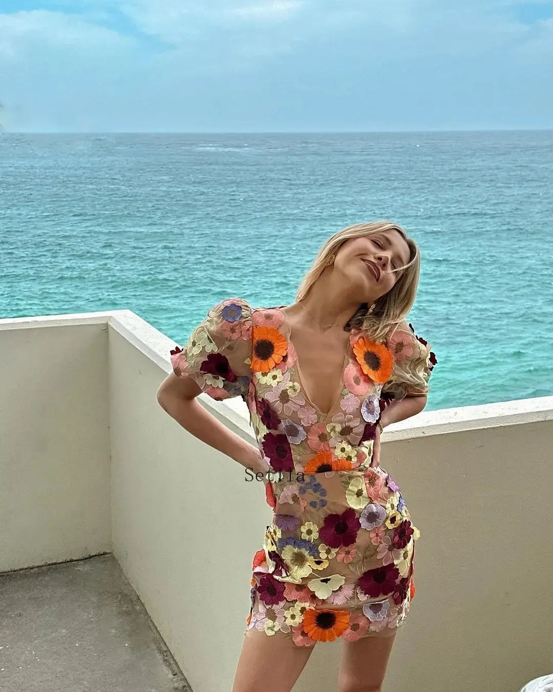 Ruffled Colorful Sling Mini Dress
