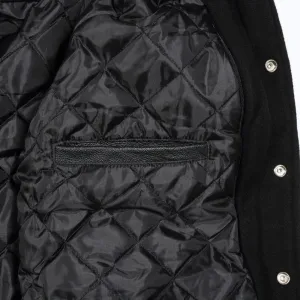 Spine Spark Purple Wool Varsity Jacket Cream Leather Sleeves