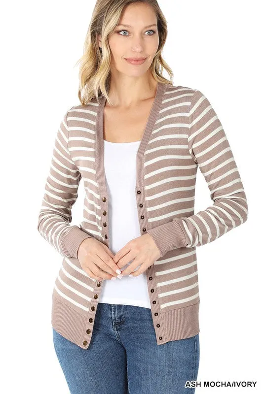 Stripe Snap Cardigan - Final Sale