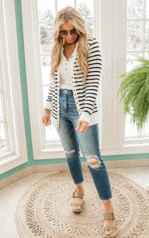 Stripe Snap Cardigan - Final Sale