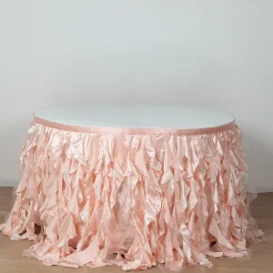 Taffeta Table Skirt 14ft Blush - Curly Willow Table Cover