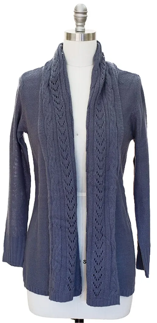 Vintage Knit Draped Cardigan (Medium, Grey)