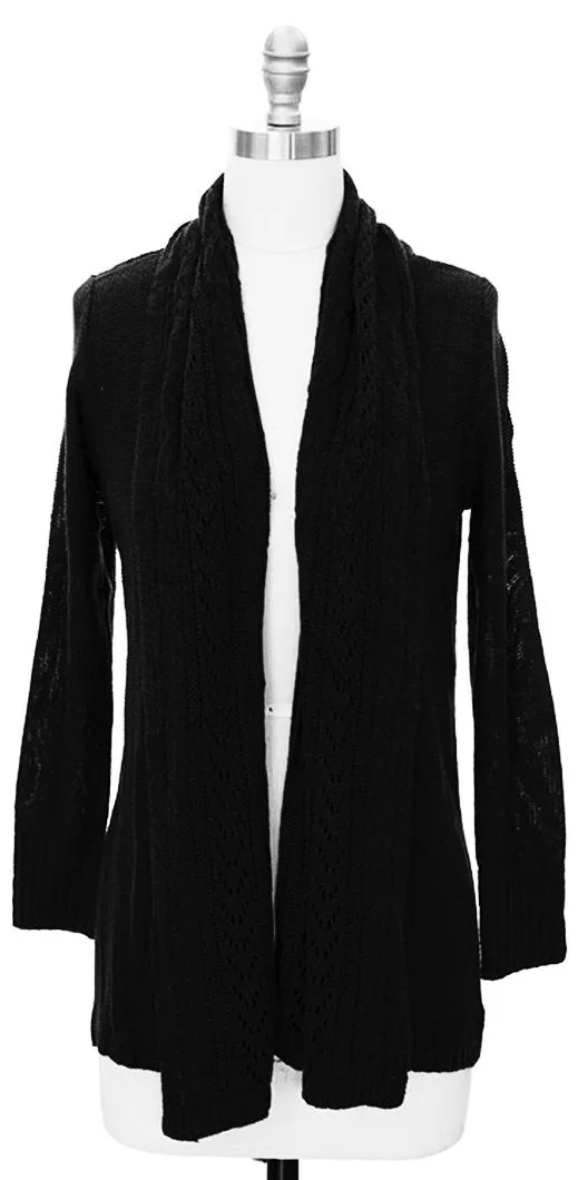 Vintage Knit Draped Cardigan (Small, Black)