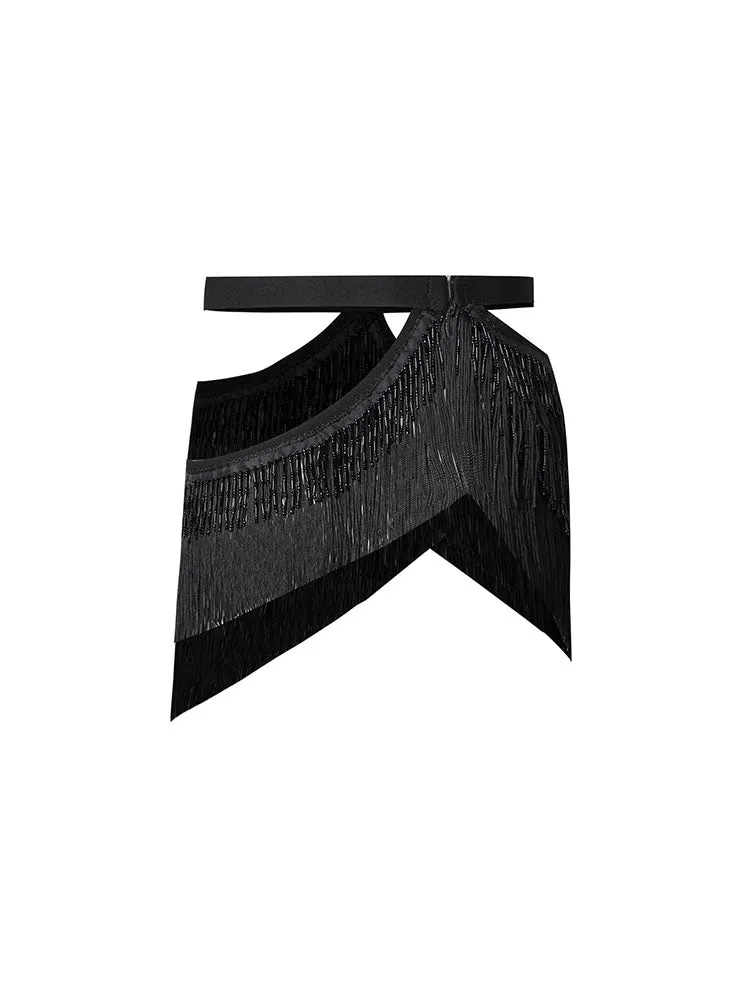 Waist Chain Elastic Tassel Tube Bead Decoration Latin Dance Accessories