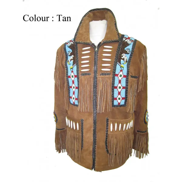 Western Cow Boy Leather Suede Fringe - Huron Jacket 140