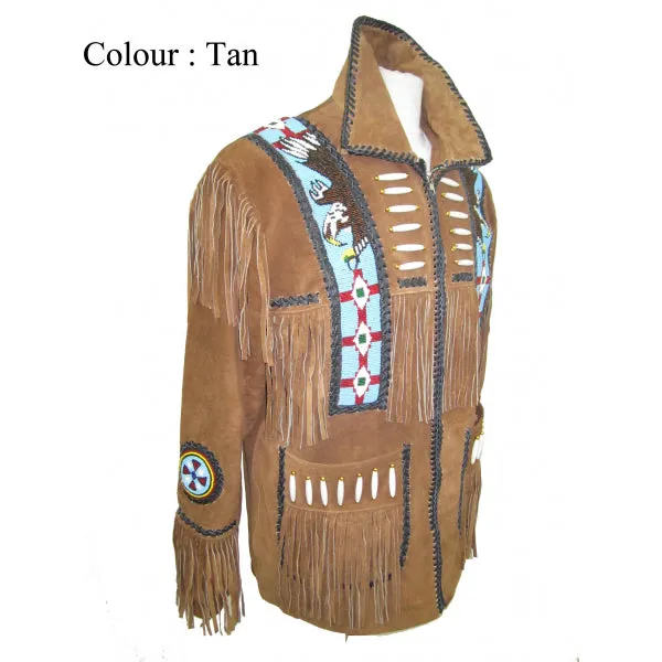 Western Cow Boy Leather Suede Fringe - Huron Jacket 140