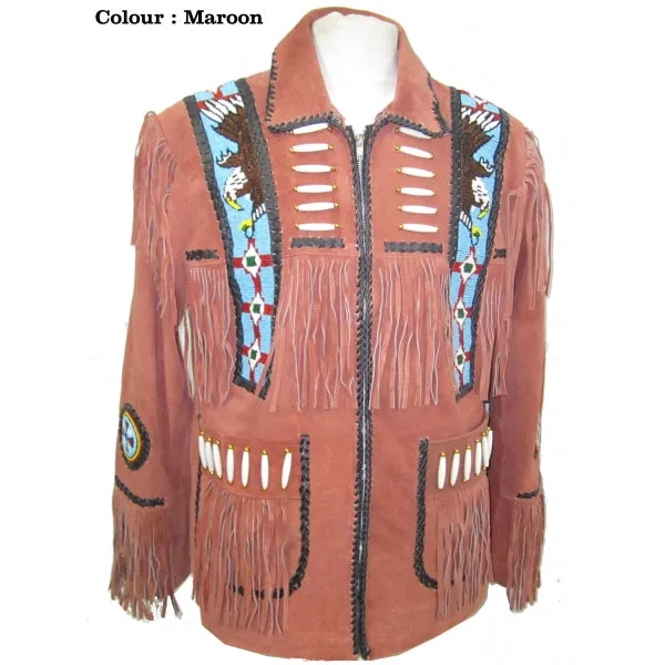 Western Cow Boy Leather Suede Fringe - Huron Jacket 140