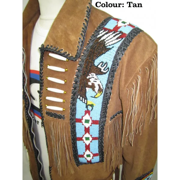 Western Cow Boy Leather Suede Fringe - Huron Jacket 140